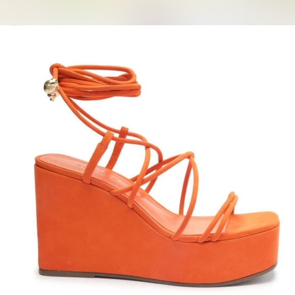 SCHUTZ Shoes - Schutz Magdalena Orange Strappy Wedge Sandals (new) size 8.5